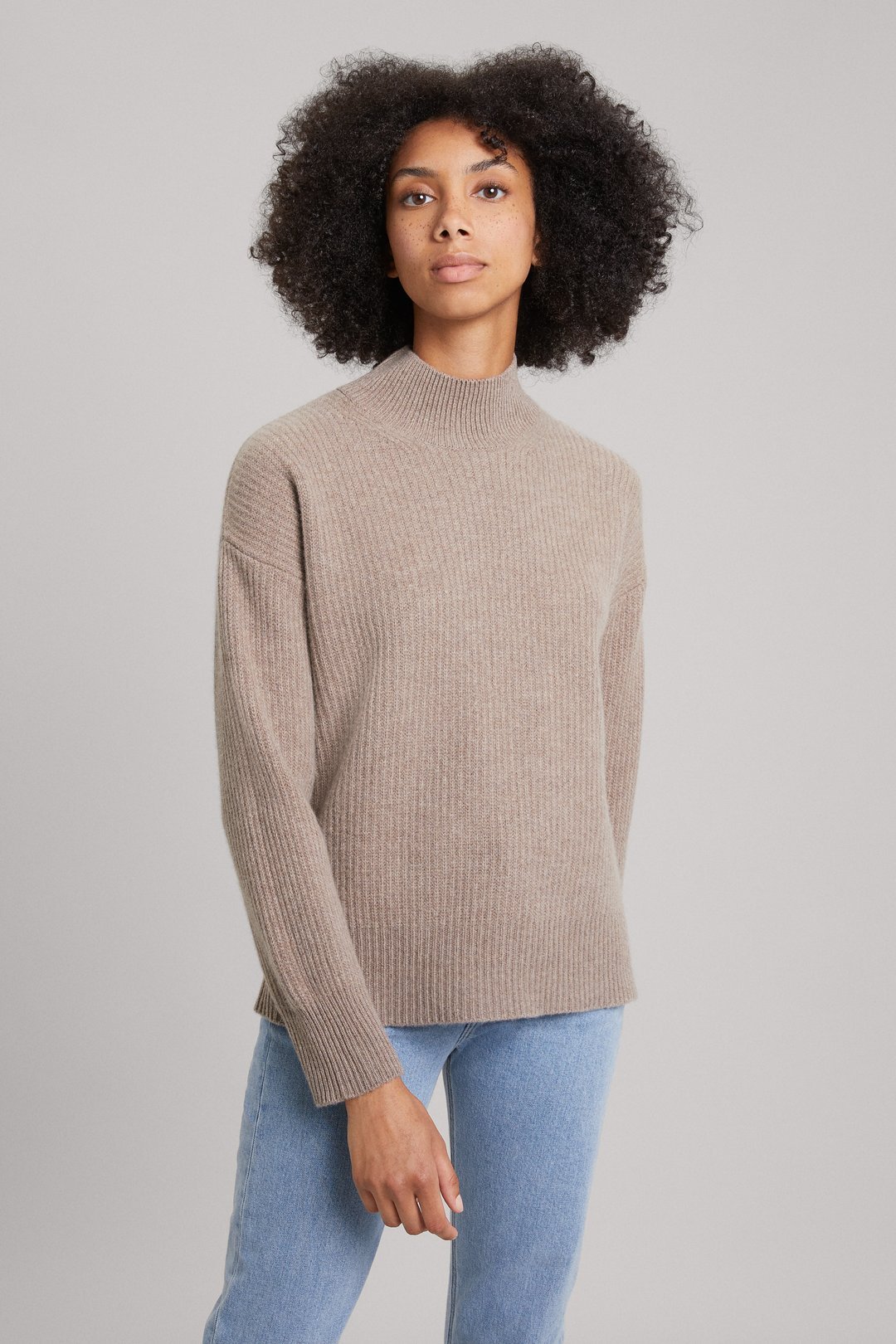 Brown Melange Mock Neck Sweater | 100% Recycled Wool - ASKET