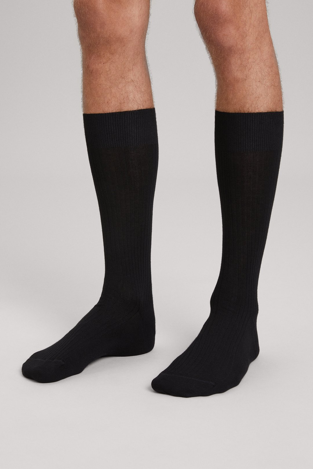 Black Ribbed Cotton Sock | Men's Italian - ASKET