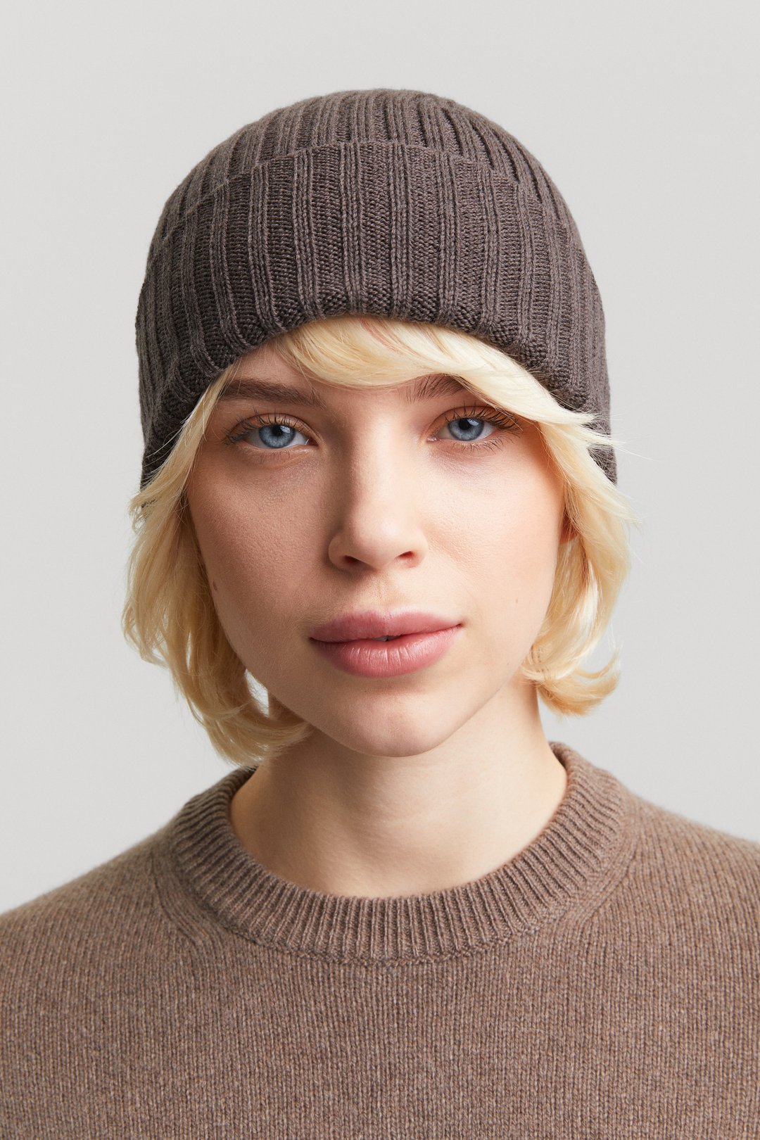 Brown Melange Ribbed Wool Beanie | Traceable Extra Fine Merino - ASKET