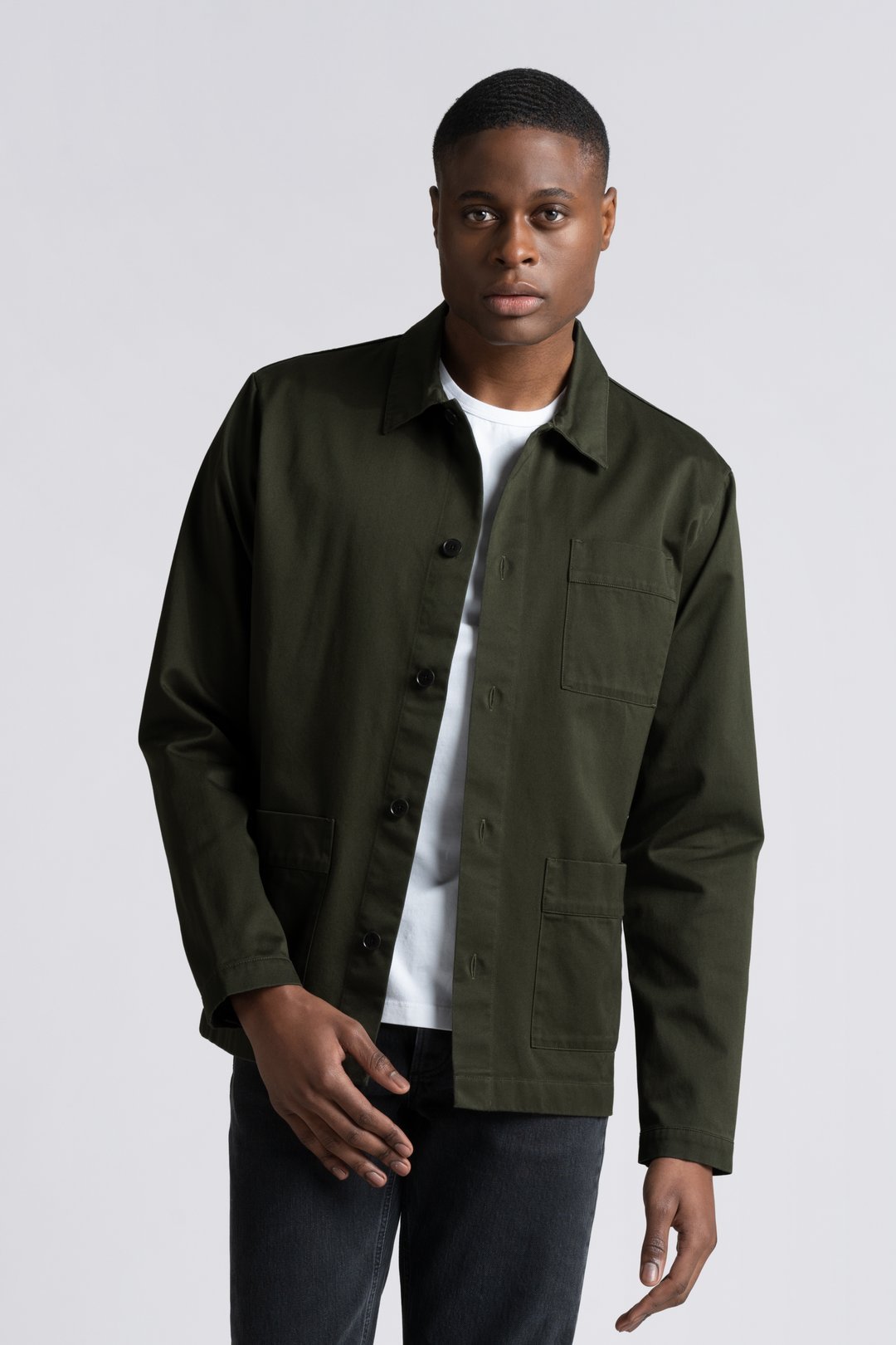 Khaki Green Overshirt | Organic Cotton Fine Twill - ASKET