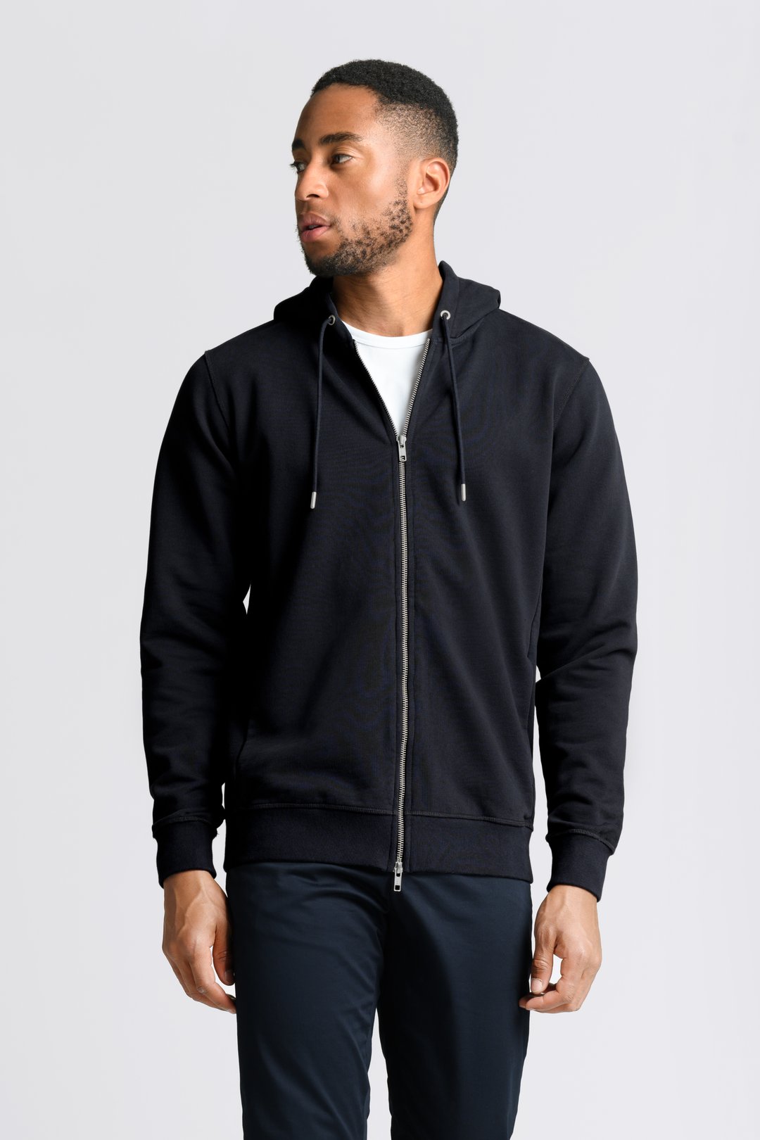 Dark Navy Zip Hoodie | Organic Cotton Loopback - ASKET