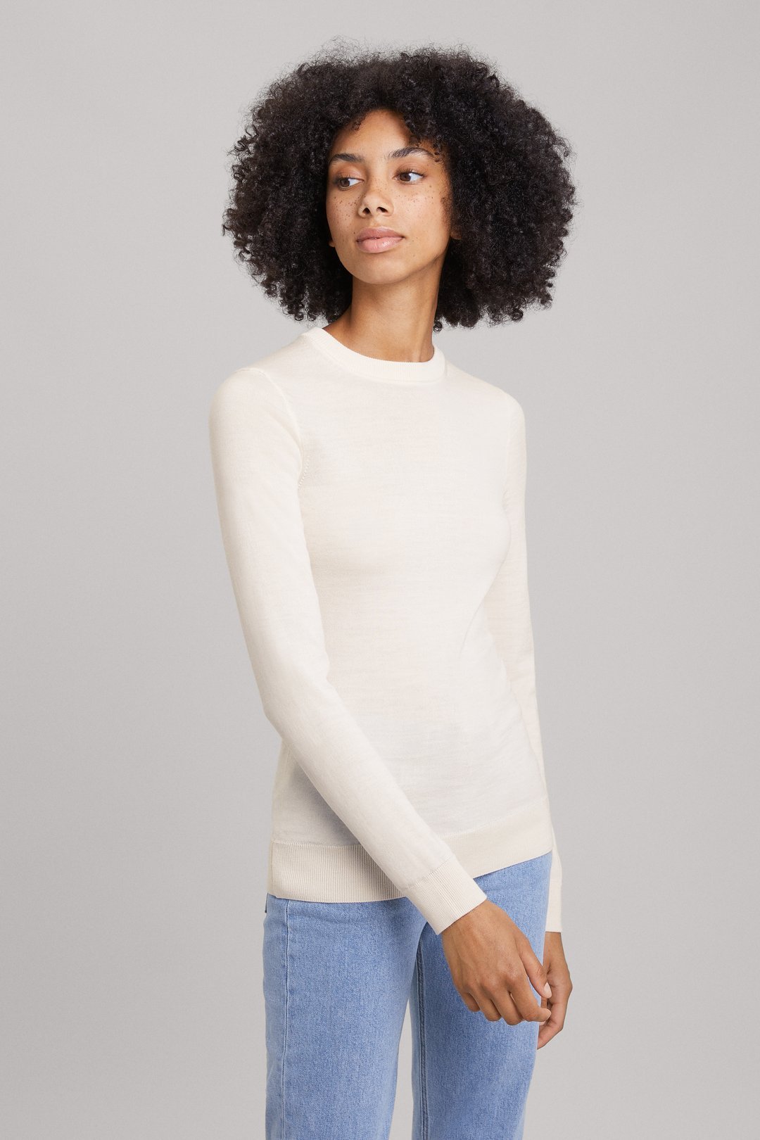 Off White Merino Crew Neck Sweater | Traceable Extra Fine Merino- ASKET