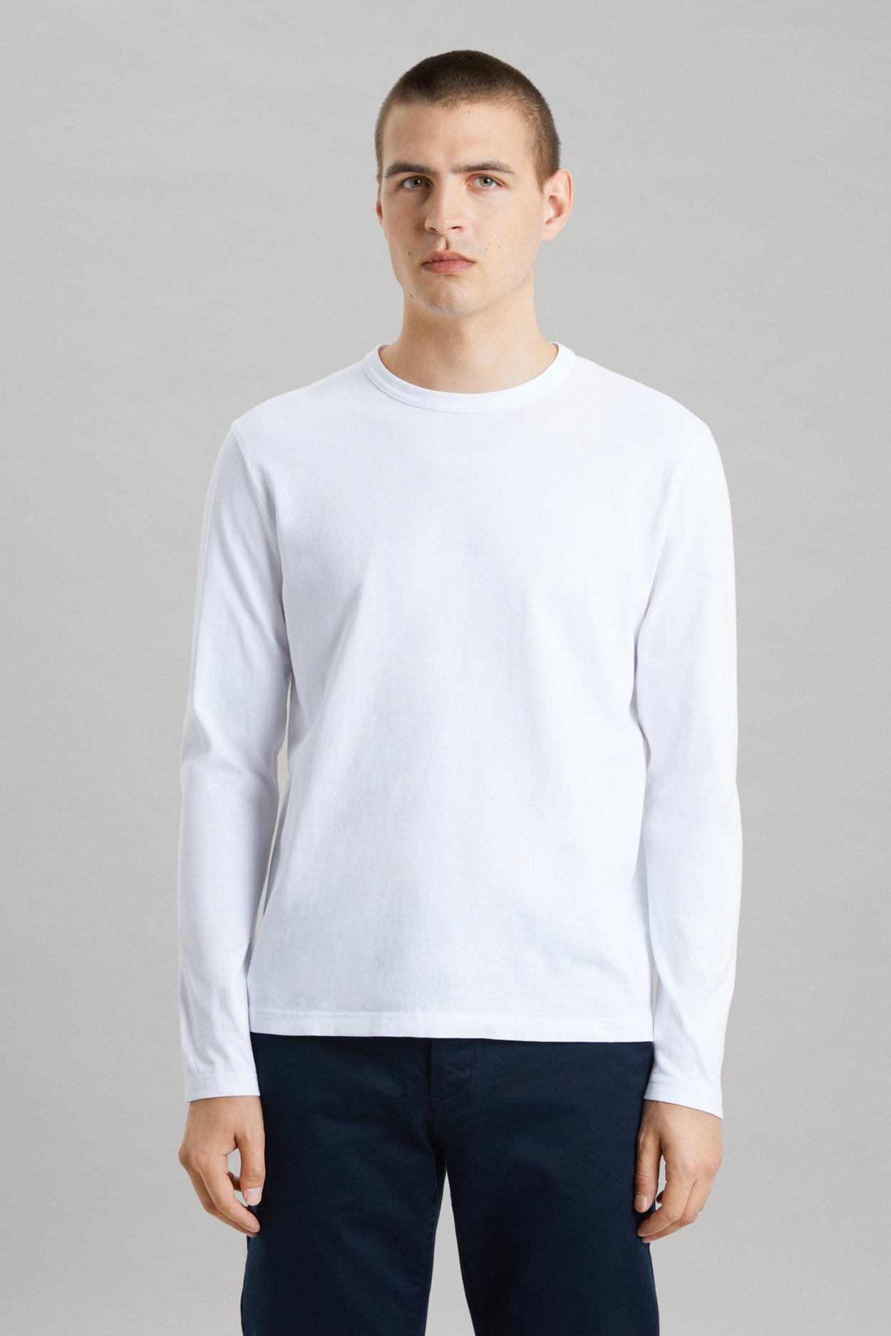 White Long Sleeve T-Shirt | Heavy Cotton Crewneck - ASKET