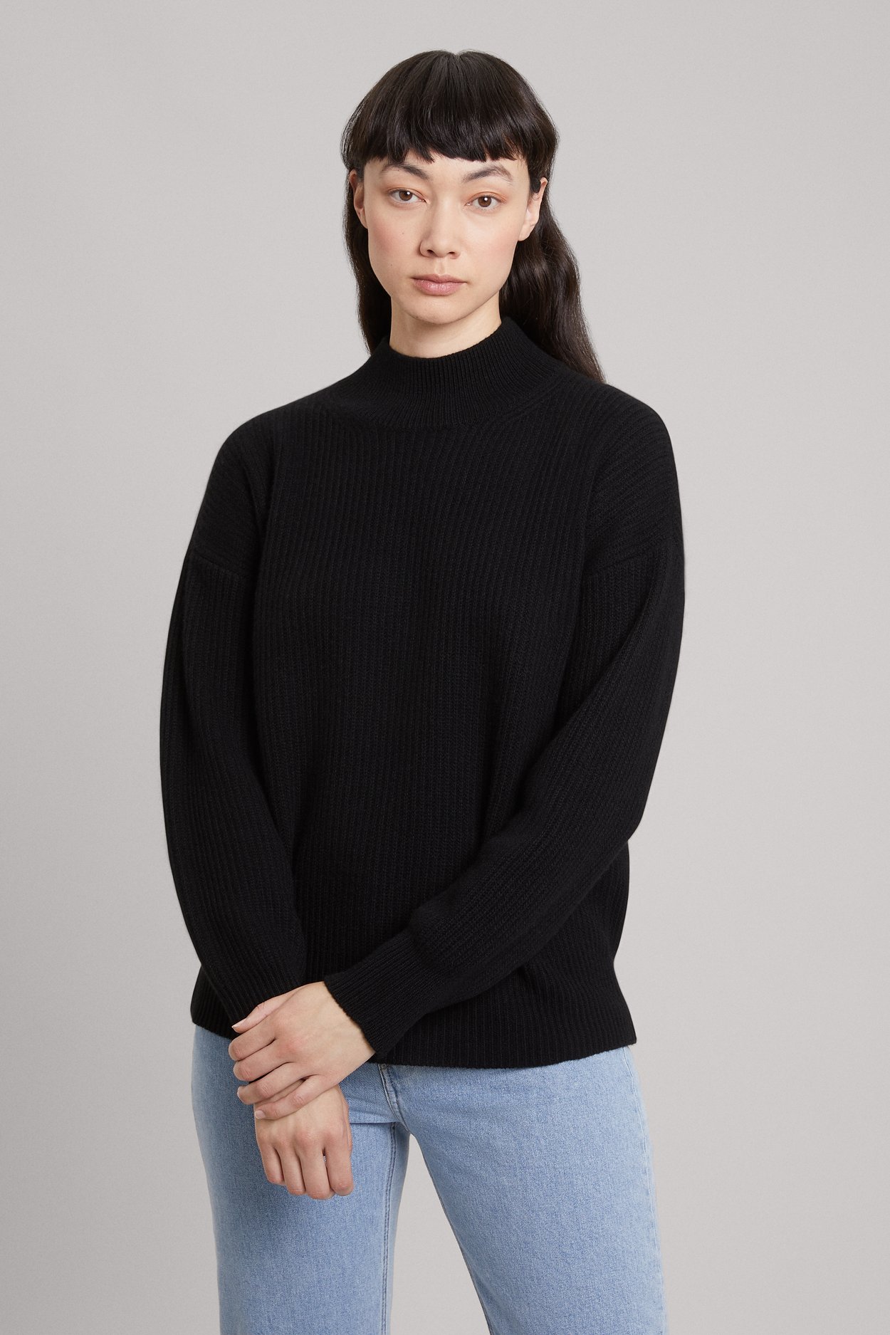 Black Mock Neck Sweater | 100% Recycled Wool - ASKET