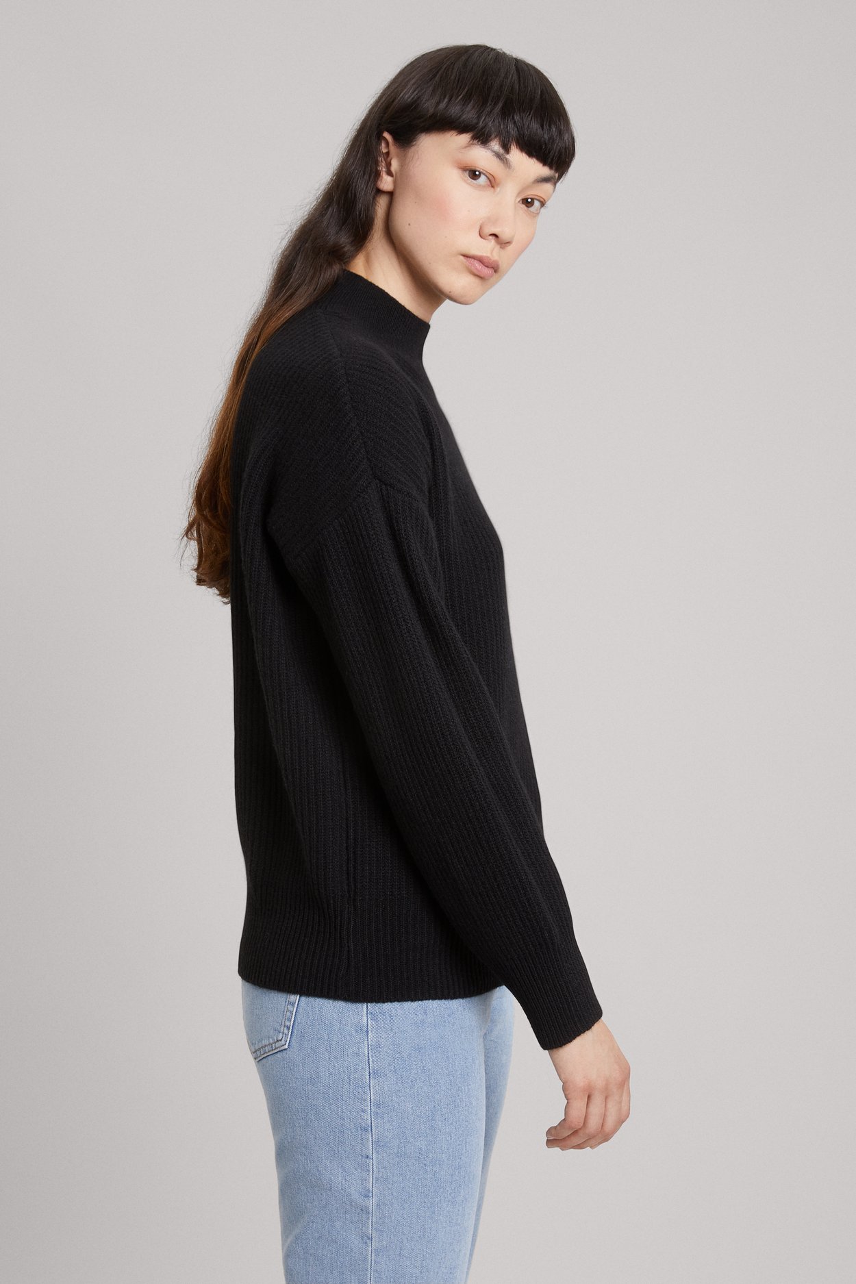 Black Mock Neck Sweater | 100% Recycled Wool - ASKET