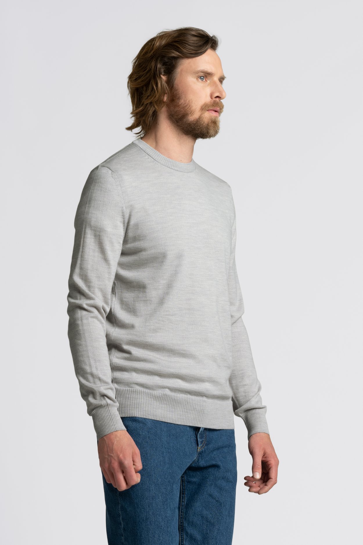 Light Grey Merino Sweater | Fine Wool Crewneck - ASKET