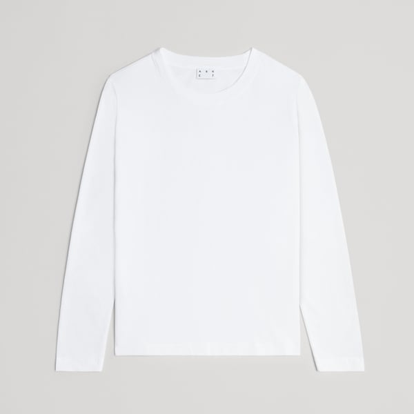 White Long Sleeve T-Shirt  Organic Cotton Crewneck - ASKET